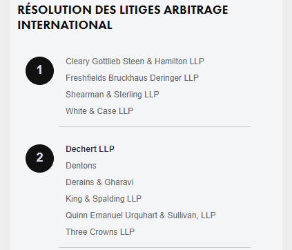 Legal 500 Best International Arbitration Firms Paris