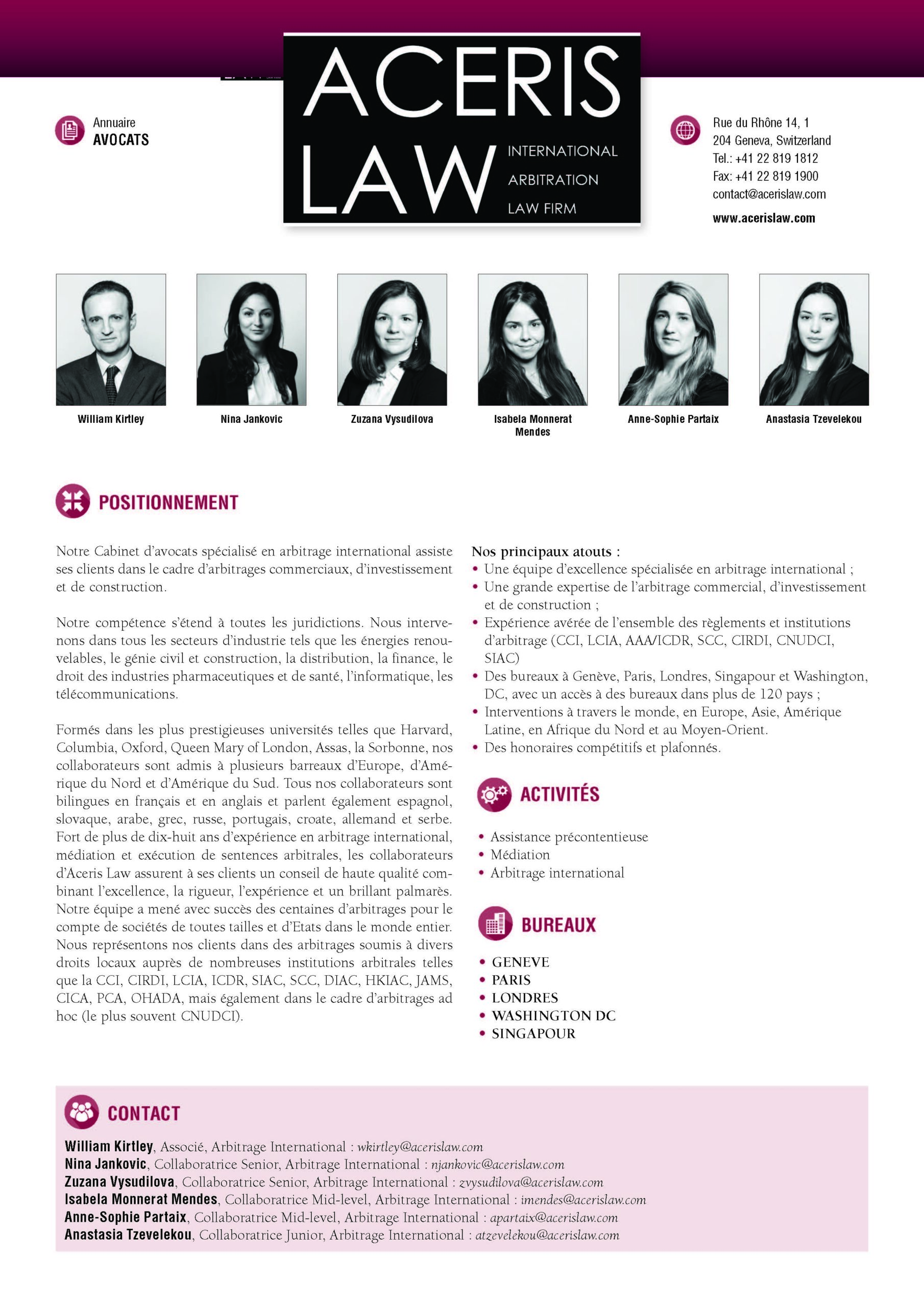 Aceris Law Best Firms France Arbitration