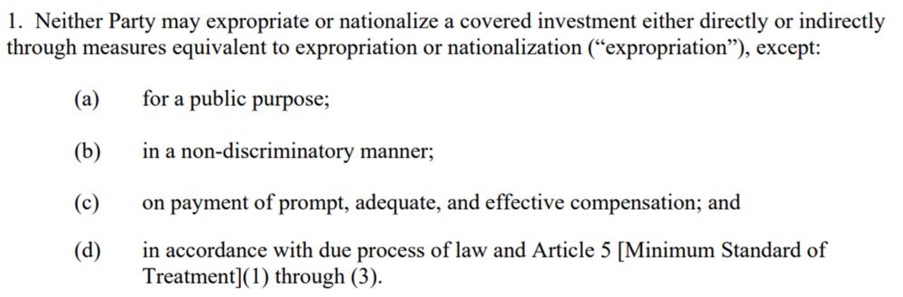 Criteria for lawful expropriation